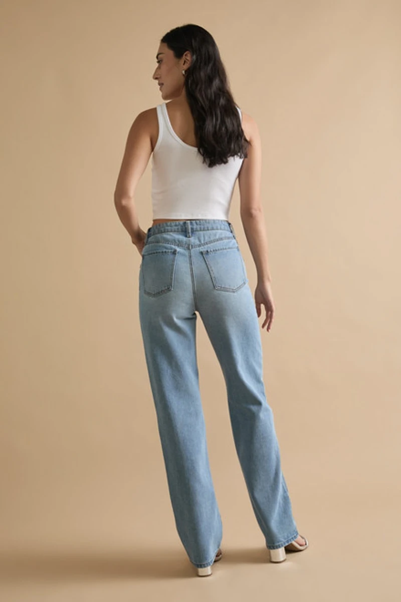 Karla Embellished Pocket Straight Leg Denim Jeans