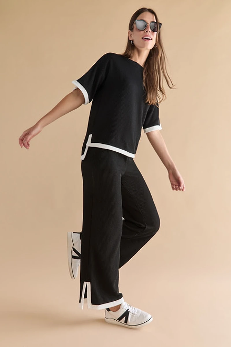 Claudia Rib Knit Contrast Hem Lounge Set