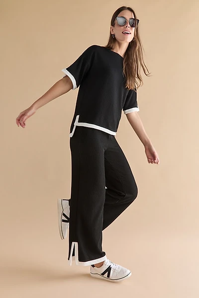 Claudia Rib Knit Contrast Hem Lounge Set