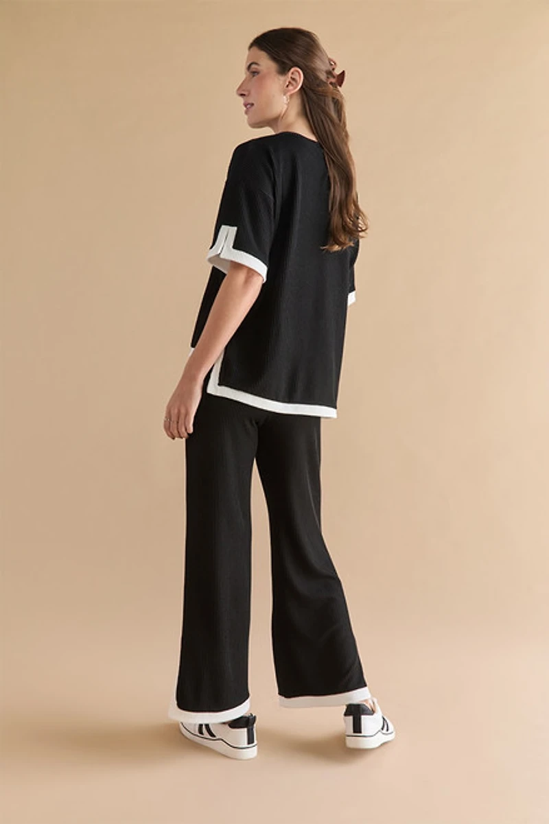 Claudia Rib Knit Contrast Hem Lounge Set