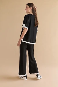 Claudia Rib Knit Contrast Hem Lounge Set