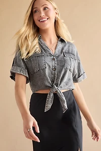 Emma Tie Front Utility Pocket Top