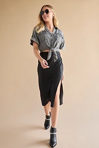 Emma Tie Front Utility Pocket Top