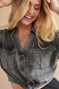 Emma Tie Front Utility Pocket Top