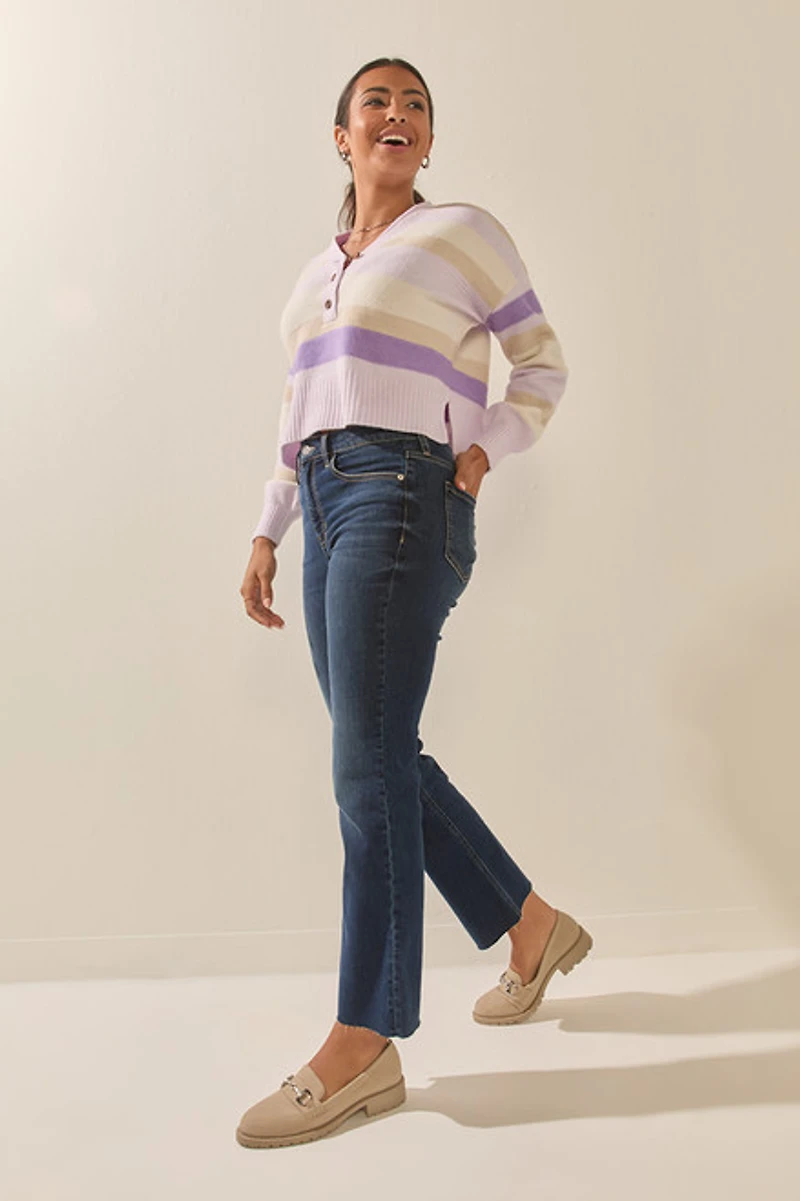 Rosemary Striped Henley Pullover