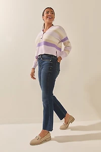 Rosemary Striped Henley Pullover