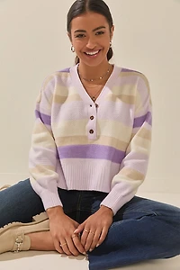 Rosemary Striped Henley Pullover