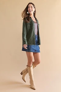 Myra Frayed Hem Tencel Button Down Shirt