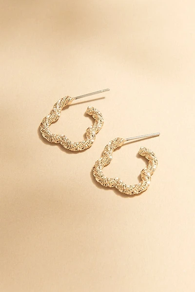 Carrie Textured Clover Outline Hoop Earrings