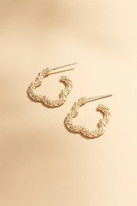 Carrie Textured Clover Outline Hoop Earrings