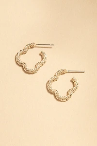 Carrie Textured Clover Outline Hoop Earrings