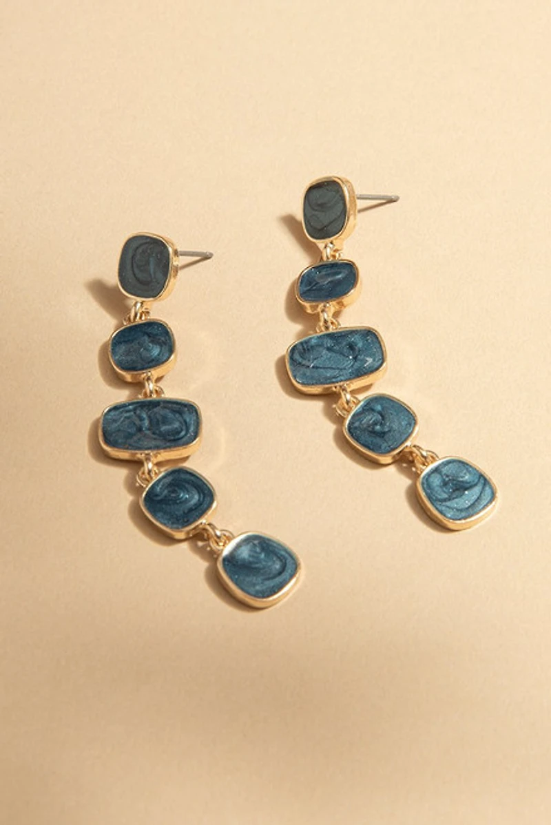 Kristie Enamel Geometric Linear Drop Earrings