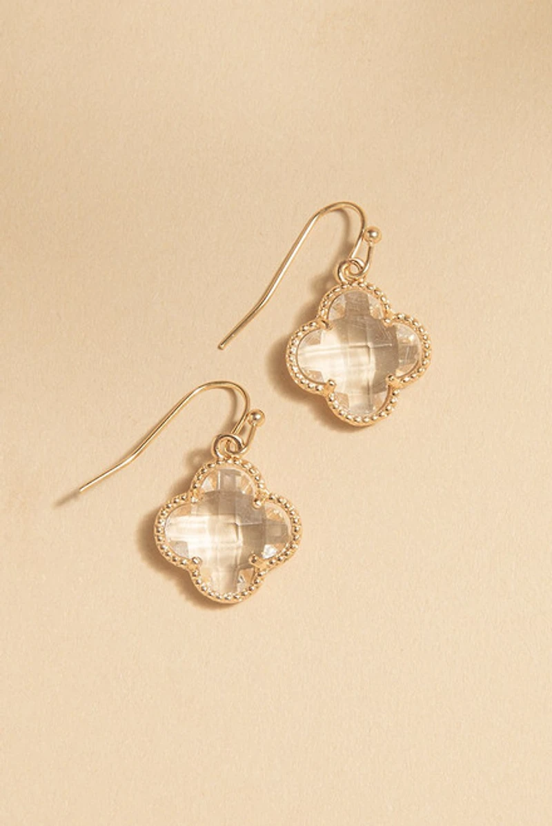 Trina Facet Glass Clover Drop Earrings