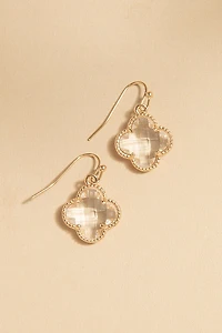 Trina Facet Glass Clover Drop Earrings