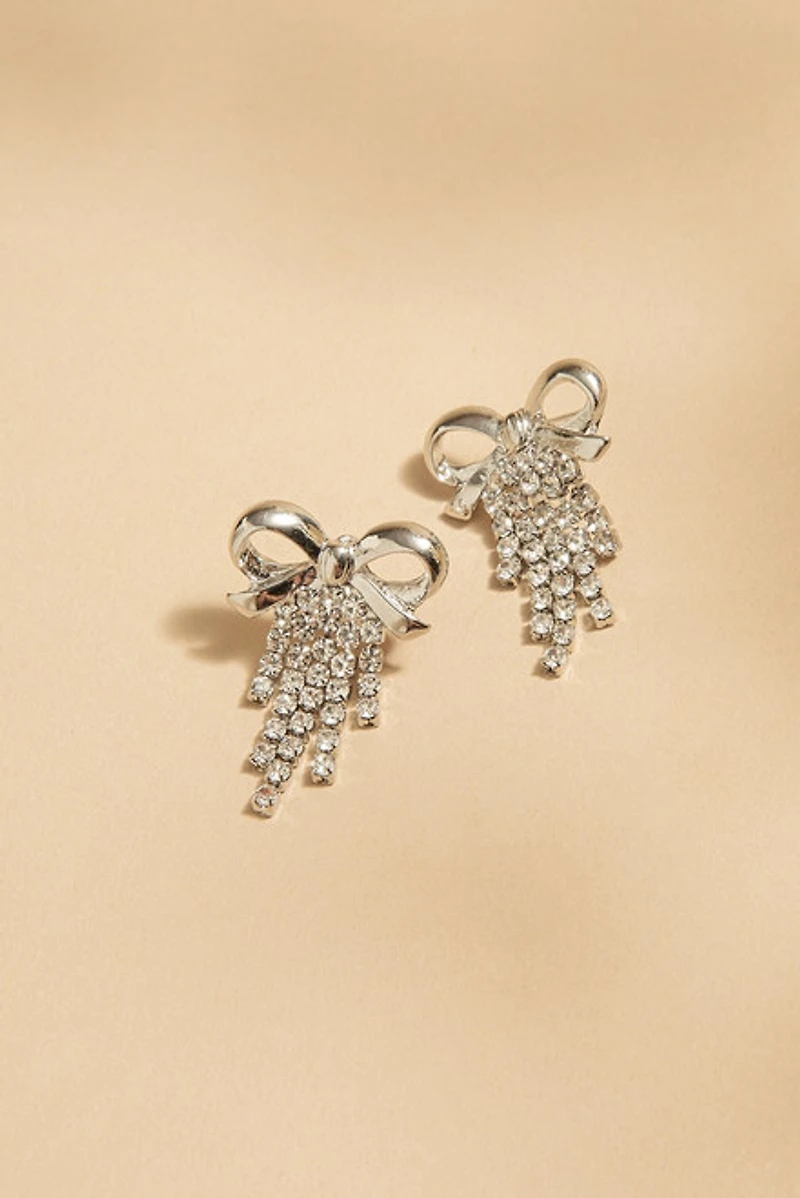 Mae Cupchain Dangle Bow Silver Earrings