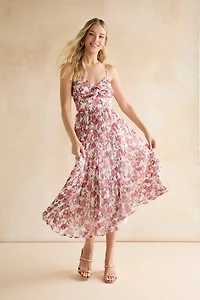 Tisha Floral Pleated Midi Dress