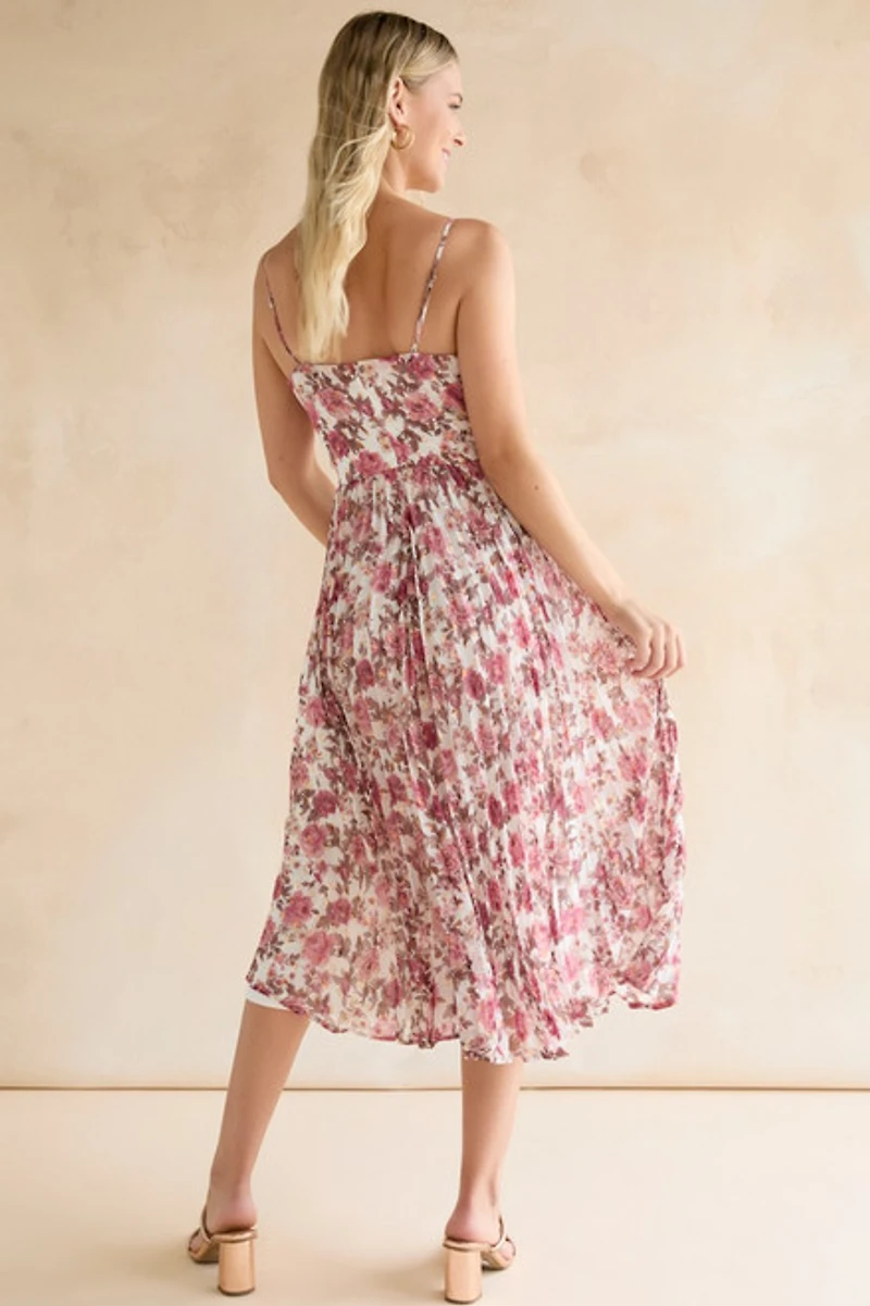 Tisha Floral Pleated Midi Dress