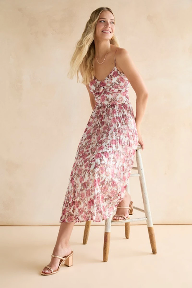 Tisha Floral Pleated Midi Dress