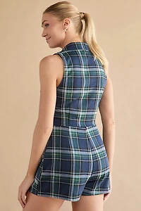 Janis Sleeveless Plaid Utility Romper