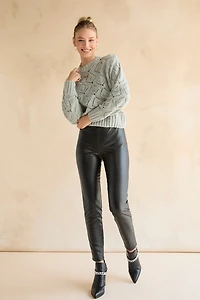 Maria Pointelle Crewneck Pullover