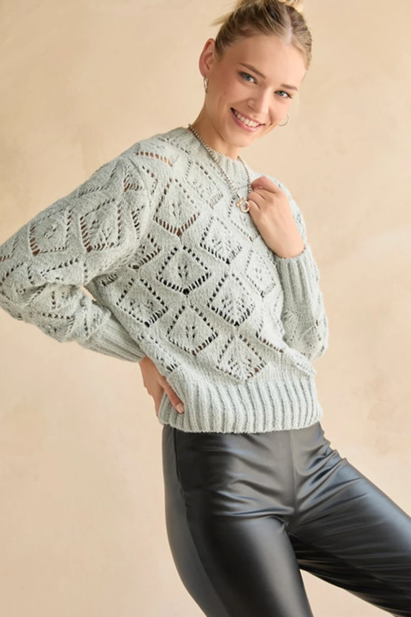 Maria Pointelle Crewneck Pullover