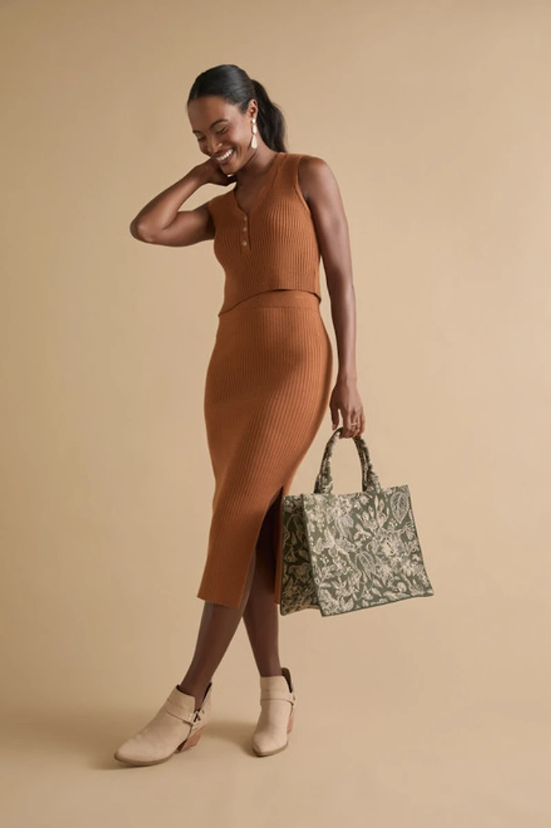 Marianne Ribbed Fitted Skirt