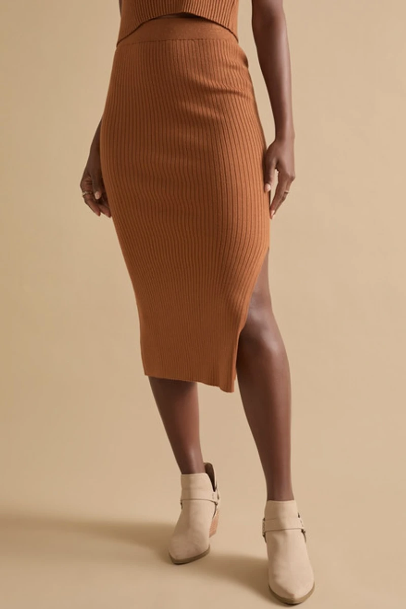 Marianne Ribbed Fitted Skirt
