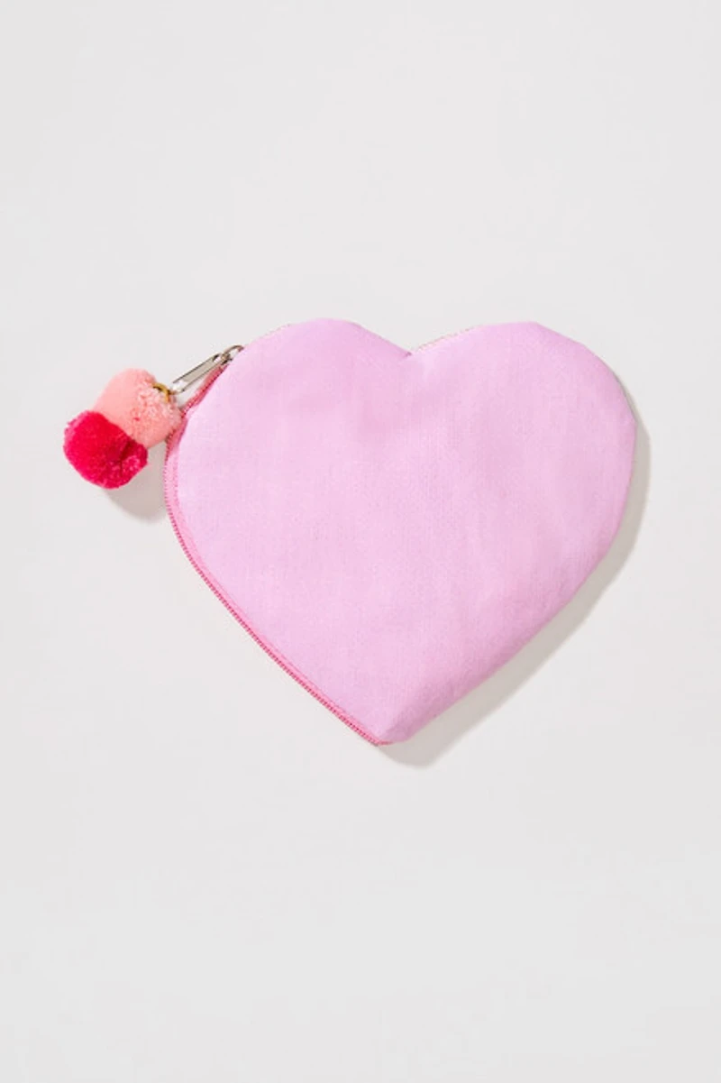 Lover Script Beaded Heart Shaped Pouch