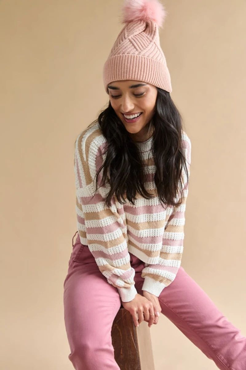 Kristen Cuffed Pom Pom Beanie