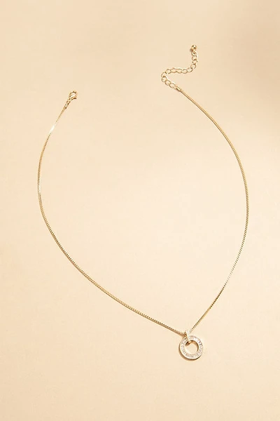 Renee Box Chain Crystal Circle Pendant Necklace