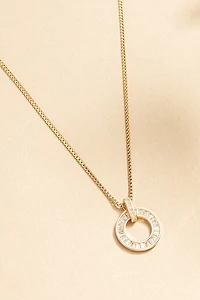 Renee Box Chain Crystal Circle Pendant Necklace