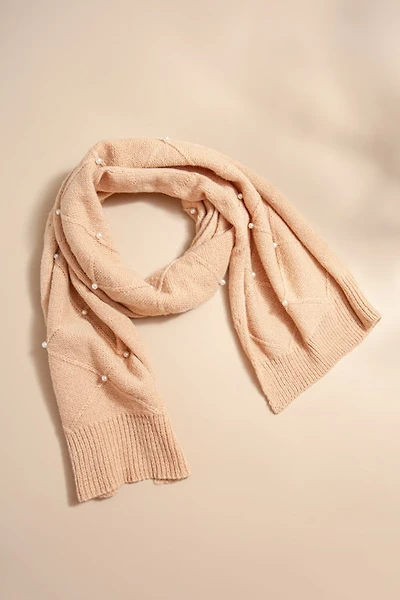 Marsha Cross Pattern Pearl Embellished Scarf