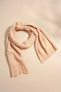 Marsha Cross Pattern Pearl Embellished Scarf