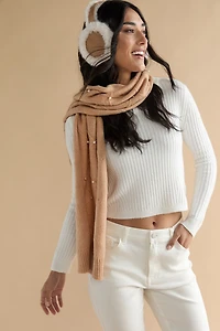 Marsha Cross Pattern Pearl Embellished Scarf