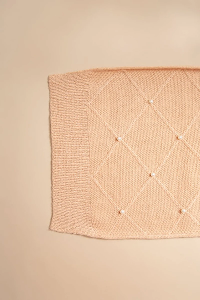 Marsha Cross Pattern Pearl Embellished Scarf
