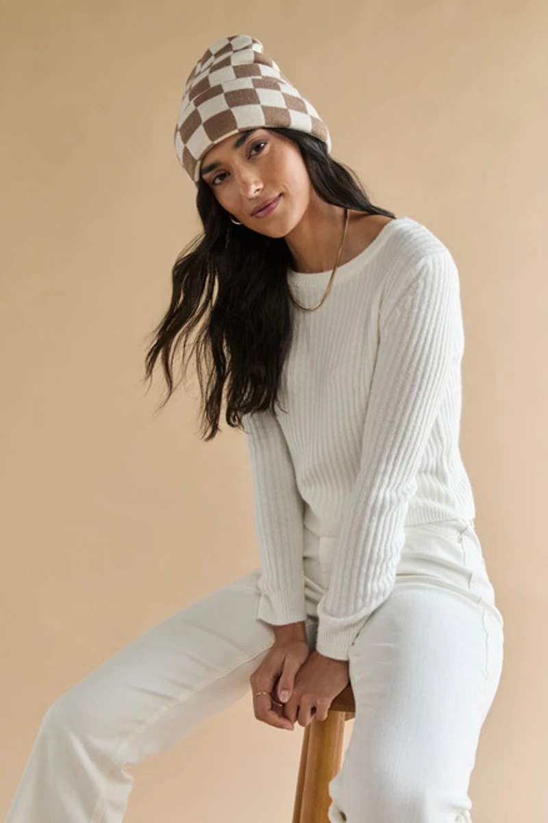 Kathy Two Tone Checkered Beanie