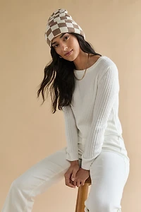 Kathy Two Tone Checkered Beanie