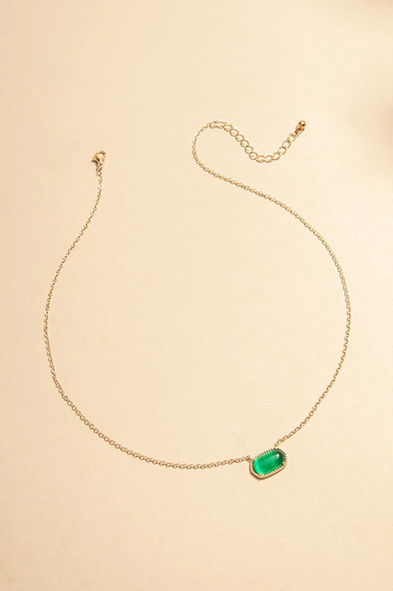 Lucy Cateye Long Hexagon Pendant Necklace