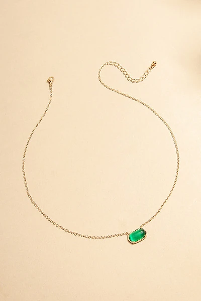 Lucy Cateye Long Hexagon Pendant Necklace