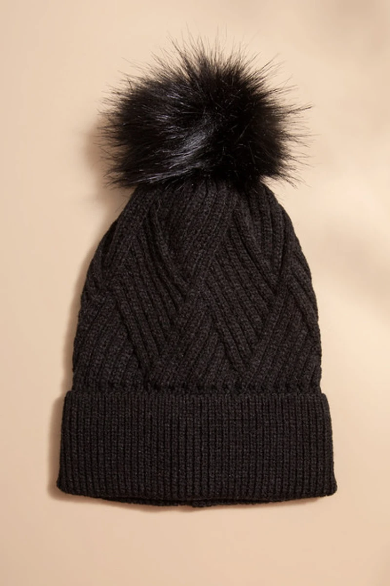 Rosalie Cuffed Pom Pom Beanie