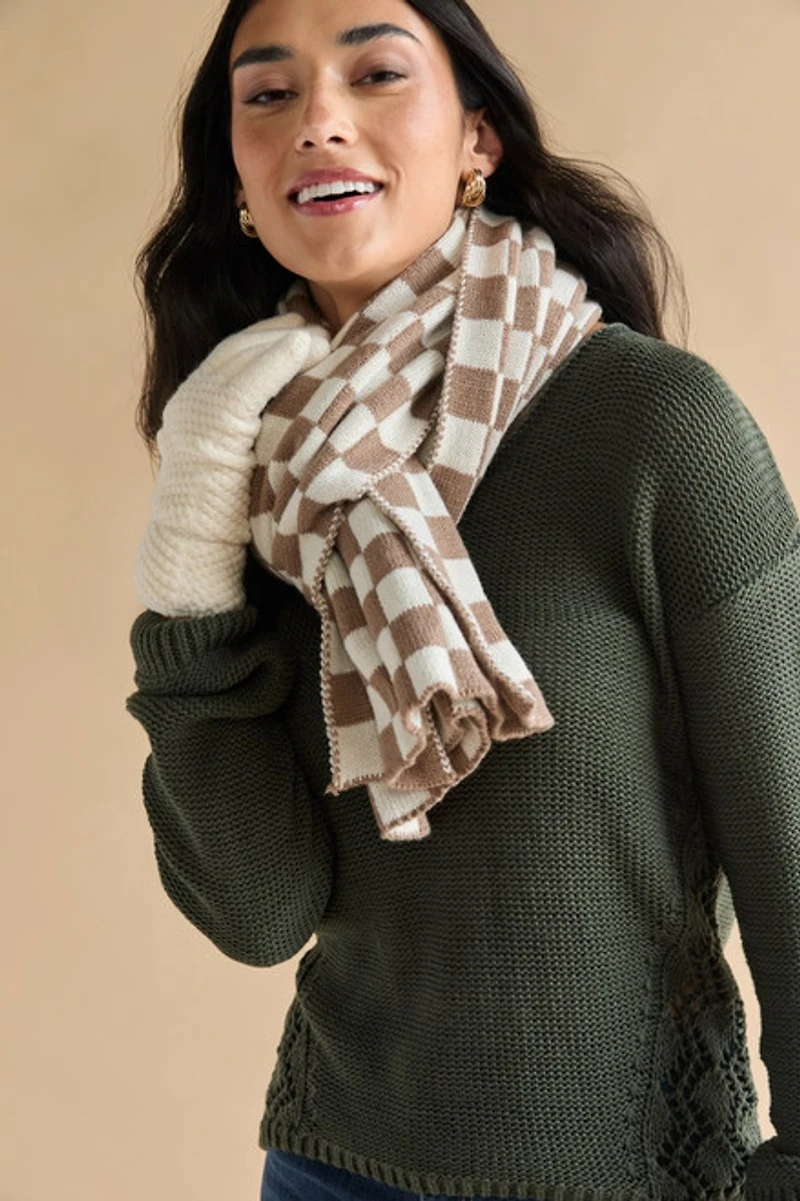 Shelly Two Tone Checkered Scarf