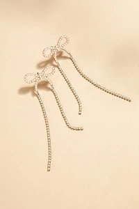 Mona Pearl Bow Cupchain Tail Drop Earrings