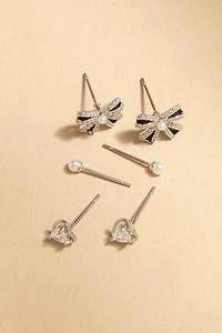 Diana Mixed Style Crystal Pearl Earring Set