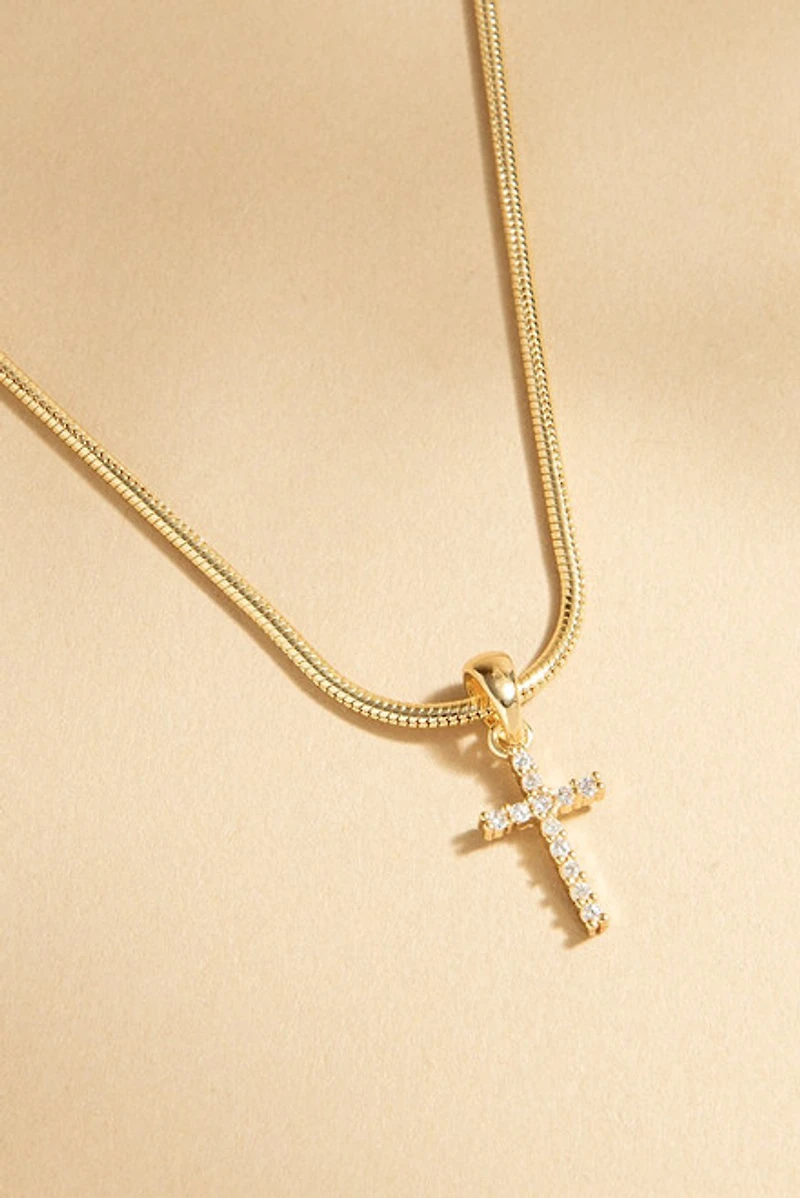 Mabel Snake Chain Cross Pendant Necklace