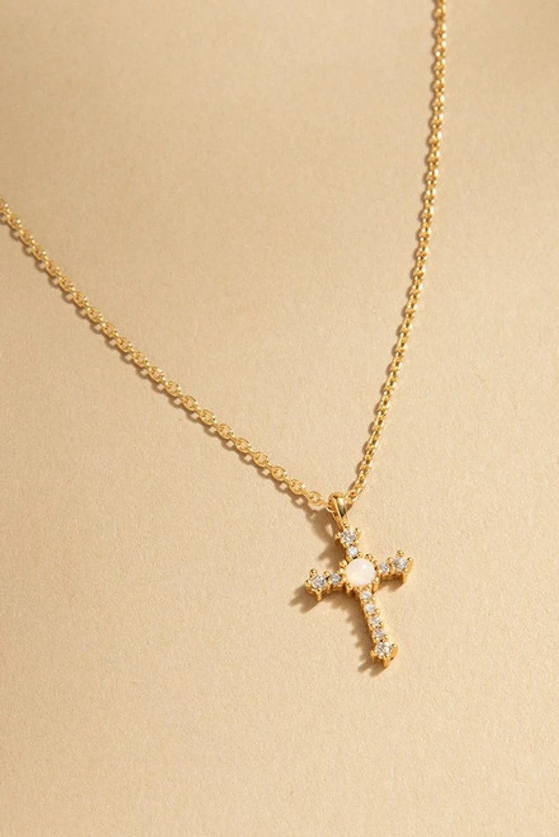 Blanca Crystal Cross Pendant Necklace