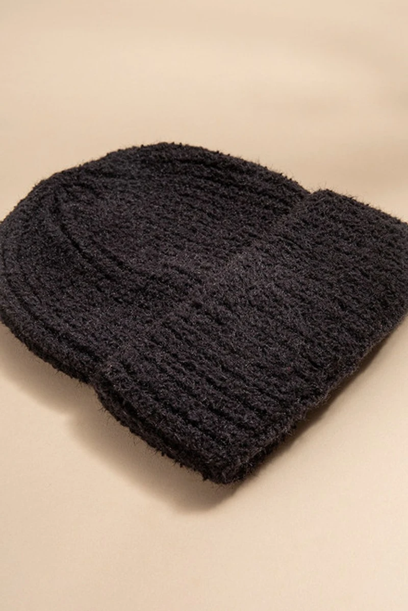 Pam Fuzzy Ribbed Beanie