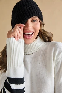 Pam Fuzzy Ribbed Beanie