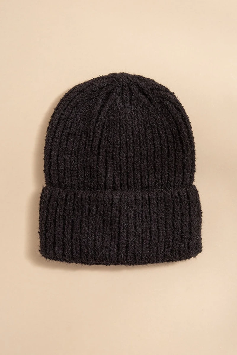 Pam Fuzzy Ribbed Beanie