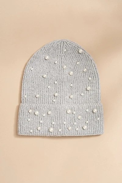 Vera Pearl Embellished Ribbed Beanie