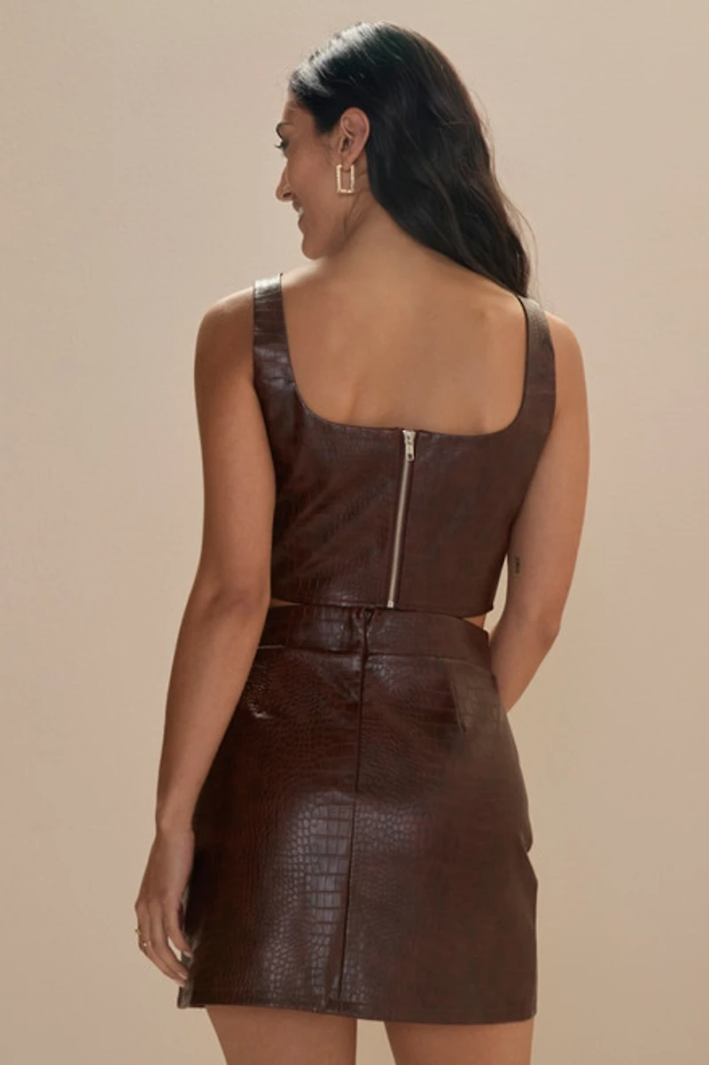 Serena Snake Embossed Vegan Leather Corset